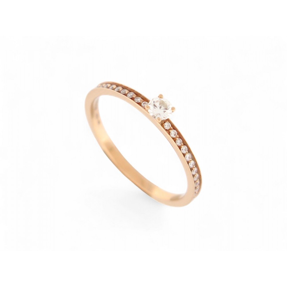 NEUF BAGUE VANRYCKE SOLITAIRE PAVEE DIAMANTS EN OR ROSE 18K T53 GOLD RING 1690€