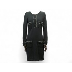 ROBE CHANEL P42061 POCHES A LISERETS 36 S EN CACHEMIRE BOUTONS LOGO CC 4690€