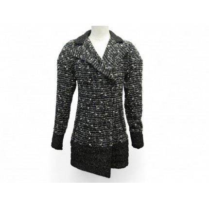 MANTEAU CHANEL P41804W04950 VESTE LONGUE 36 S EN TWEED NOIR VESTE COAT 6550€