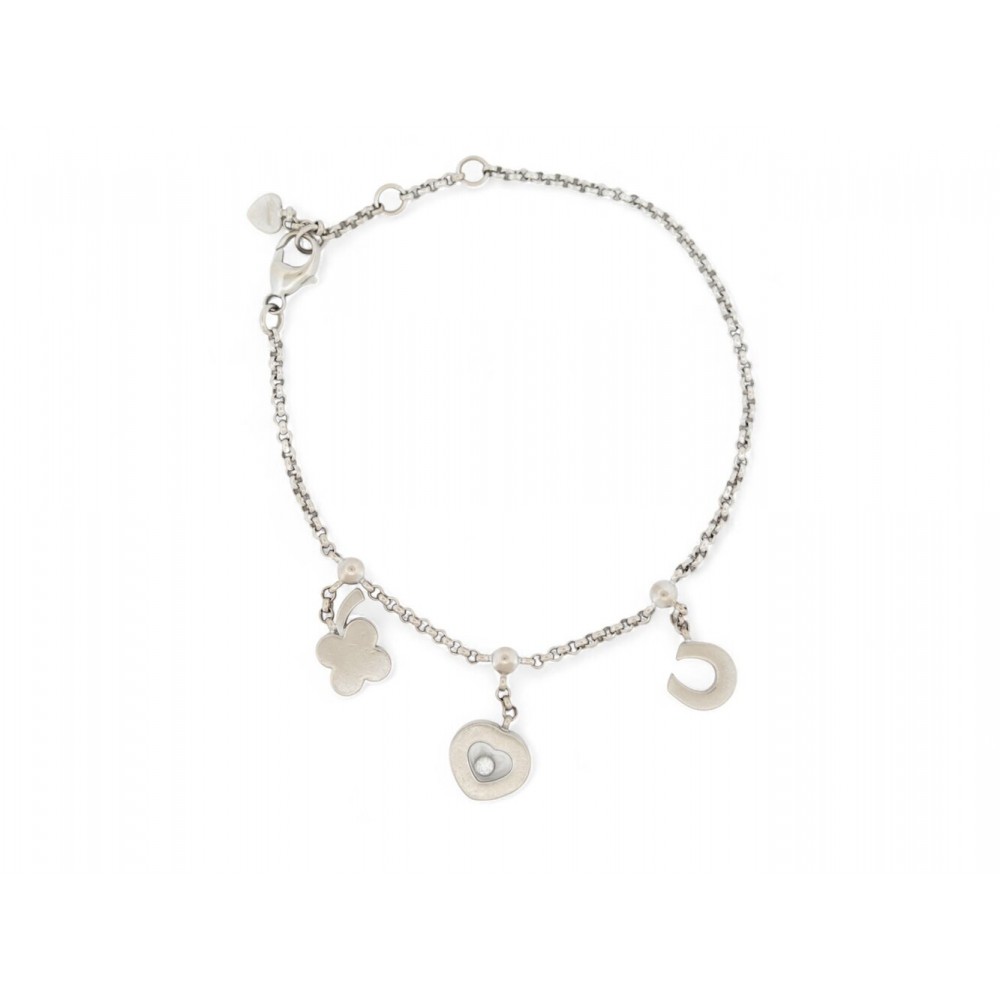 BRACELET CHOPARD HAPPY DIAMOND LUCKY 855811 OR BLANC 18K DIAMANT 0.05 CT 4200€