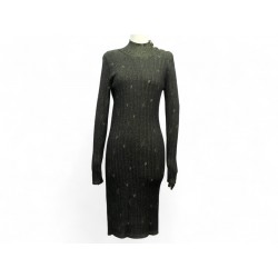 NEUF ROBE CHANEL BOUTON C P41689 CACHEMIRE 40 PAILLETTE FIL METALLISE DORE 4690€