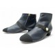 NEUF CHAUSSURES BOTTINES CHANEL G33994 39.5 EN CUIR BLEU MARINE ET TOILE 1550€