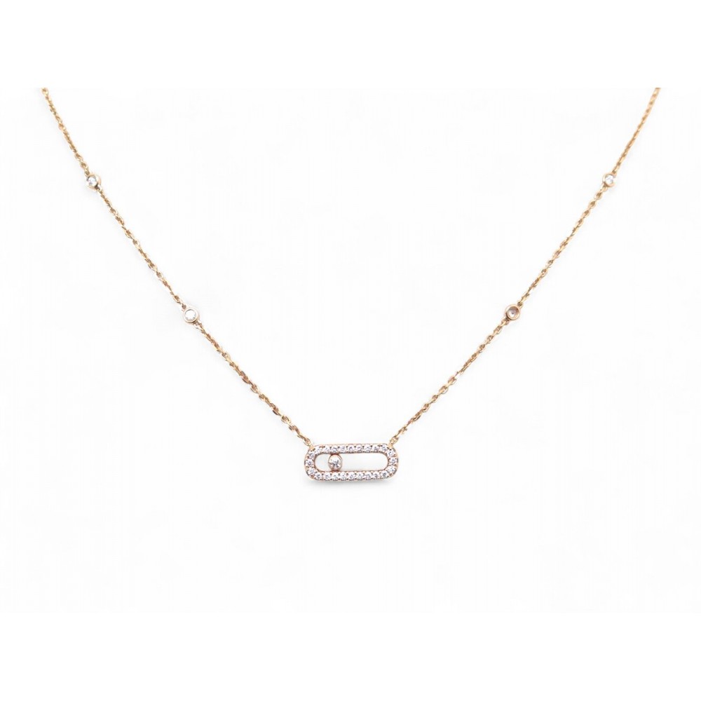 NEUF COLLIER MESSIKA MOVE UNO PAVE 04708-PG OR ROSE 18K DIAMANTS NECKLACE 2750€