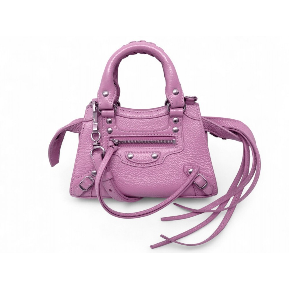 SAC A MAIN BALENCIAGA NEO CLASSIC NANO 638527 CUIR FUSHIA BANDOULIERE BAG 1100€