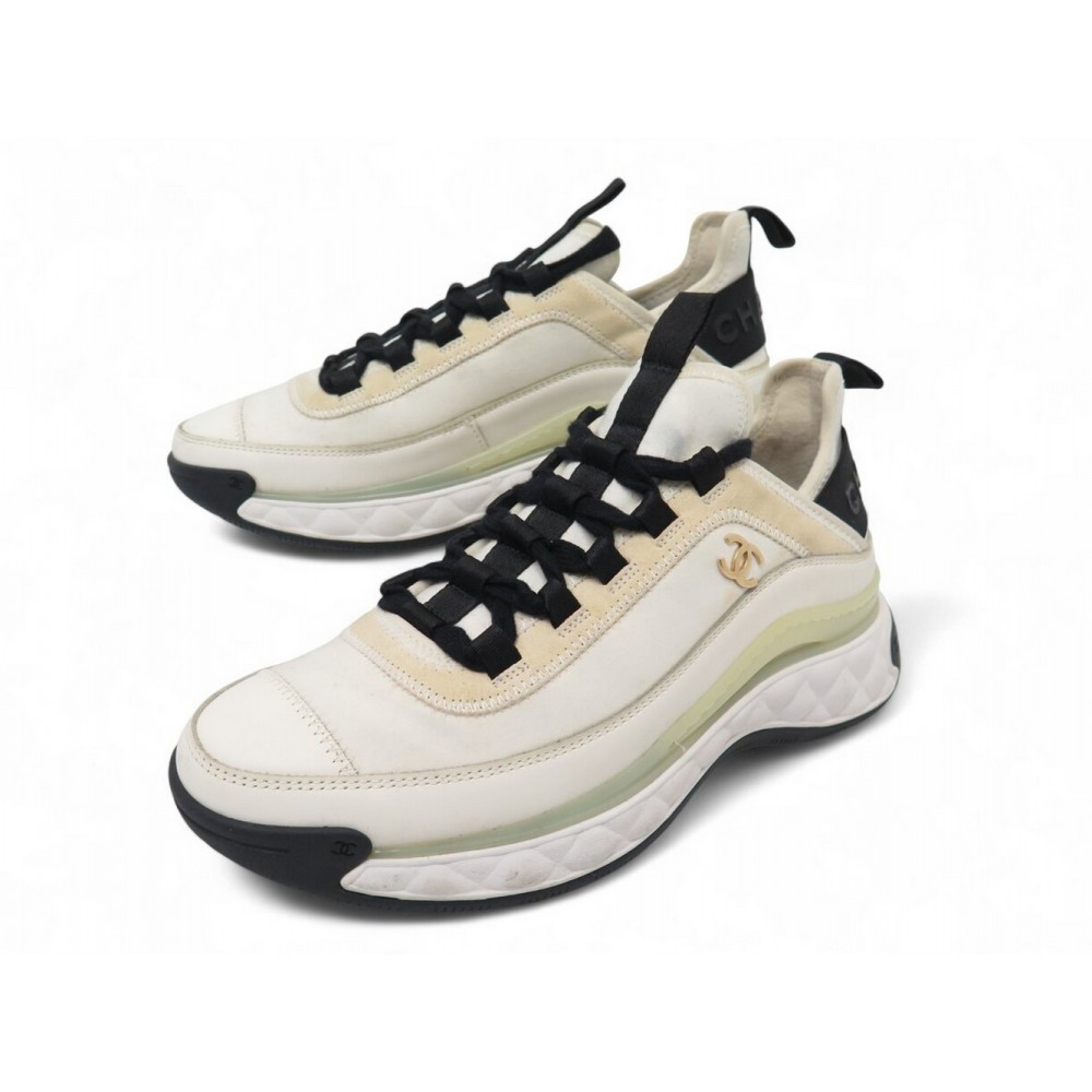 CHAUSSURES CHANEL BASKET LOW TOP TRAINER LOGO CC G35617 36.5 SNEAKERS 1175€