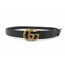 CEINTURE GUCCI MARMONT FINE 20MM 409417 T80 EN CUIR NOIR BLACK LEATHER BELT 350€