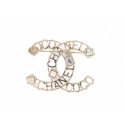 NEUF BROCHE CHANEL COCO LOGO CC STRASS 2022 METAL DORE GOLDEN METAL BROOCH 740€