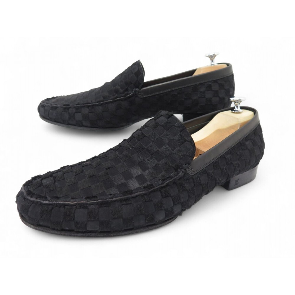 CHAUSSURES LOUIS VUITTON MOCASSINS DAMIER POULAIN NOIR 10 IT 45 FR LOAFERS 790€