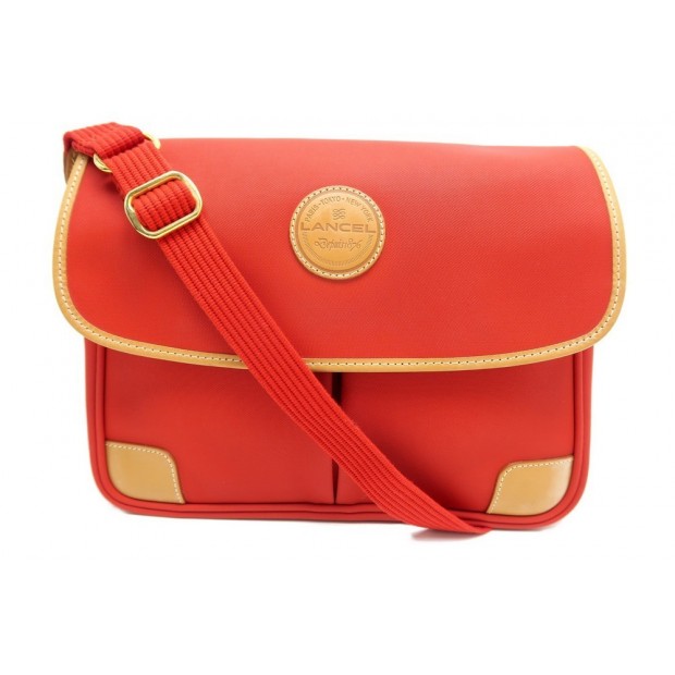 NEUF SAC SACOCHE BANDOULIERE LANCEL EN TOILE ROUGE BESACE MIXTE MESSENGER 500€