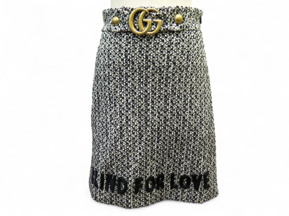 jupe gucci en tweed laine blind for love 38 m logo gg
