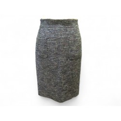 JUPE DROITE CHANEL P37736 V27256 LOGO CC M 38 EN TWEED MULTICOLORE SKIRT 3200€