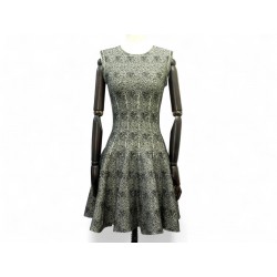 ROBE ALAIA PATINEUSE EN LAINE 38 ECRUE ET POINTS NOIRS SHORT SKATER DRESS 2400€