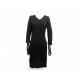 ROBE CHANEL P39177K02743 36 S COL V BOUTON LOGO C EN CACHEMIRE NOIR DRESS 3690€