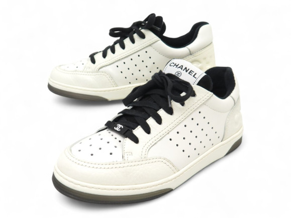 chaussures chanel baskets g38808 36 en cuir blanc