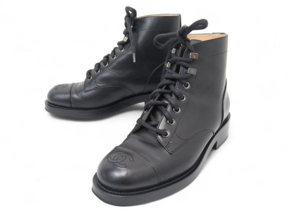chaussures bottines chanel g34954 combat boots 36.5 en