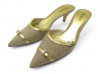 chaussures sandales mules prada cuir dore et toile