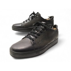 CHAUSSURES BERLUTI BASKETS 10.5 EN CUIR IMPRIME SCRITTO NOIRES SNEAKERS 1640€
