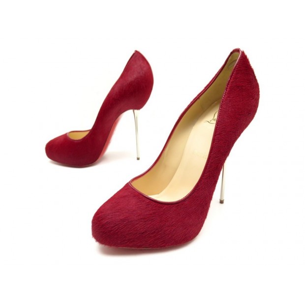 NEUF CHAUSSURES CHRISTIAN LOUBOUTIN BIG LIPS RED 38.5 ESCARPINS EN POULAIN 850€