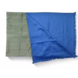 FOULARD ECHARPE HERMES ETOLE DOUBLE FACE BLEU SOIE & ANGORA SILK BLUE SCARF 640€