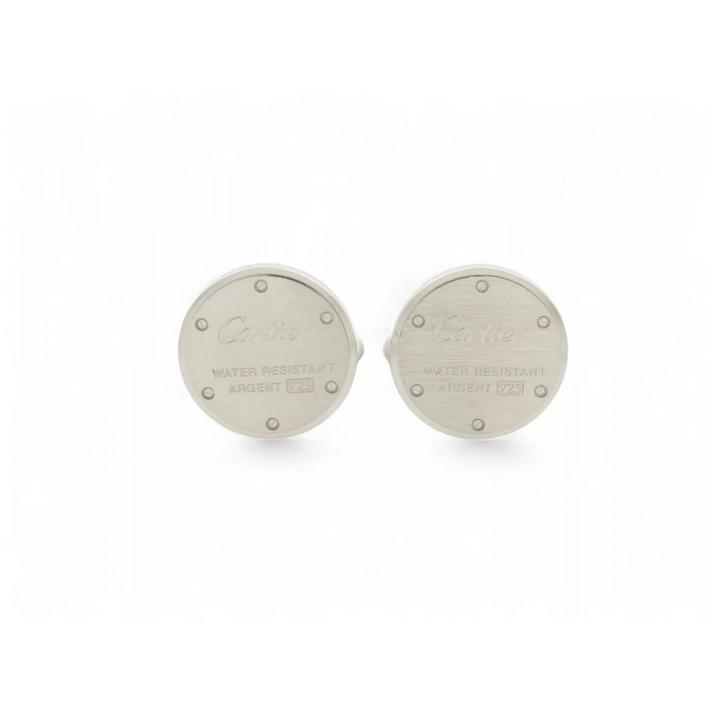 NEUF BOUTONS DE MANCHETTE CARTIER CRT1220334 WATER RESISTANT ARGENT MASSIF 480€