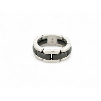 BAGUE CHANEL ULTRA J2636 T53 EN OR BLANC 18K & CERAMIQUE NOIRE BLACK RING 2840€