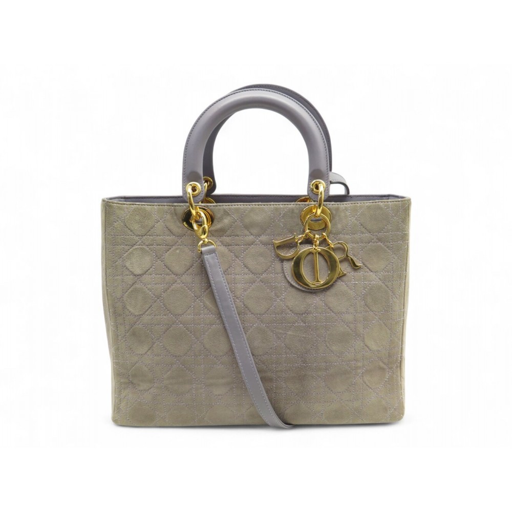 VINTAGE SAC A MAIN CHRISTIAN DIOR LADY LARGE BANDOULIERE DAIM CANNAGE BAG 6200€