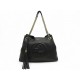 SAC A MAIN GUCCI CABAS SOHO 536196 LOGO GG CUIR GRAINE NOIR HAND BAG PURSE 2300€