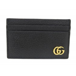 NEUF PORTE CARTES GUCCI 657588 LOGO GG DORE 4CC CUIR NOIR BLACK CARD HOLDER 250€