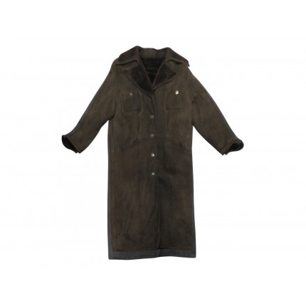 VINTAGE MANTEAU LONG CHANEL 38 M EN CUIR MOUTON RETOURNE SHEARLING COAT 13150€