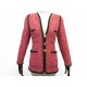 NEUF RARE VESTE CHANEL HAUTE COUTURE TWEED ET VELOURS S 36 ROSE NEW JACKET 7000€