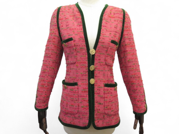  rare veste chanel haute couture tweed et velours