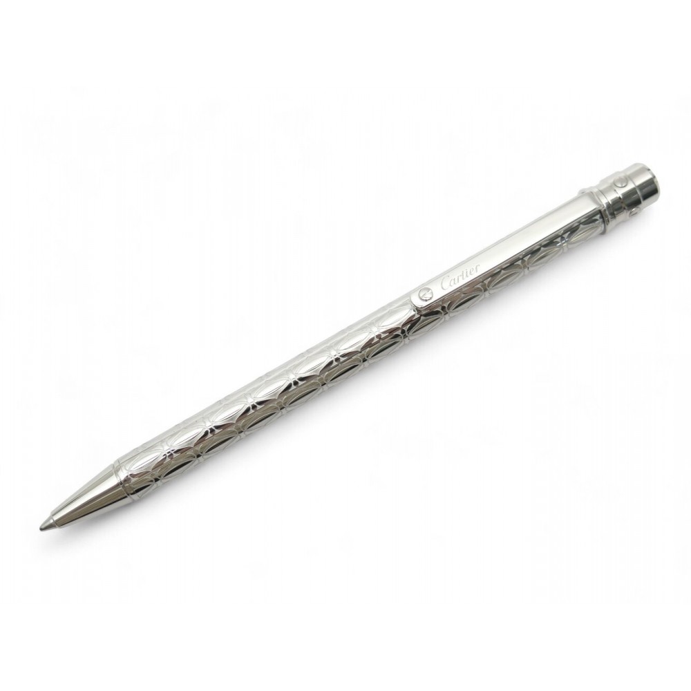 NEUF STYLO BILLE CARTIER SANTOS PM OP000397 ACIER PALLADIE + BOITE BALL PEN 420€