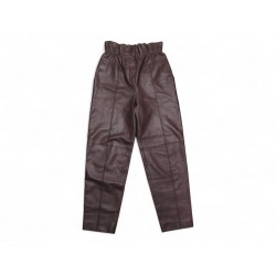 NEUF PANTALON CAROTTE HERMES 38 M EN CUIR MARRON NEW BROWN LEATHER PANTS 7500€