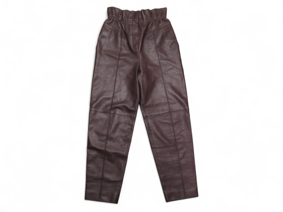  pantalon carotte hermes 38 m en cuir marron new
