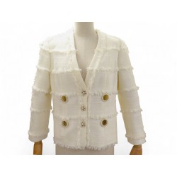 VESTE CHANEL P32947V23062 BOUTONS GRIPOIX 44 L EN TWEED ECRU 2008 JACKET 7500€
