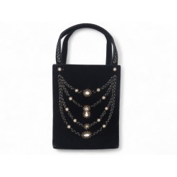 VINTAGE SAC A MAIN CHRISTIAN DIOR MINI CABAS STRASS POCHETTE VELOURS NOIR BAG