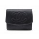 NEUF VINTAGE PORTE MONNAIE CHANEL LOGO CC SATIN NOIR + BOITE CARTE WALLET 700€
