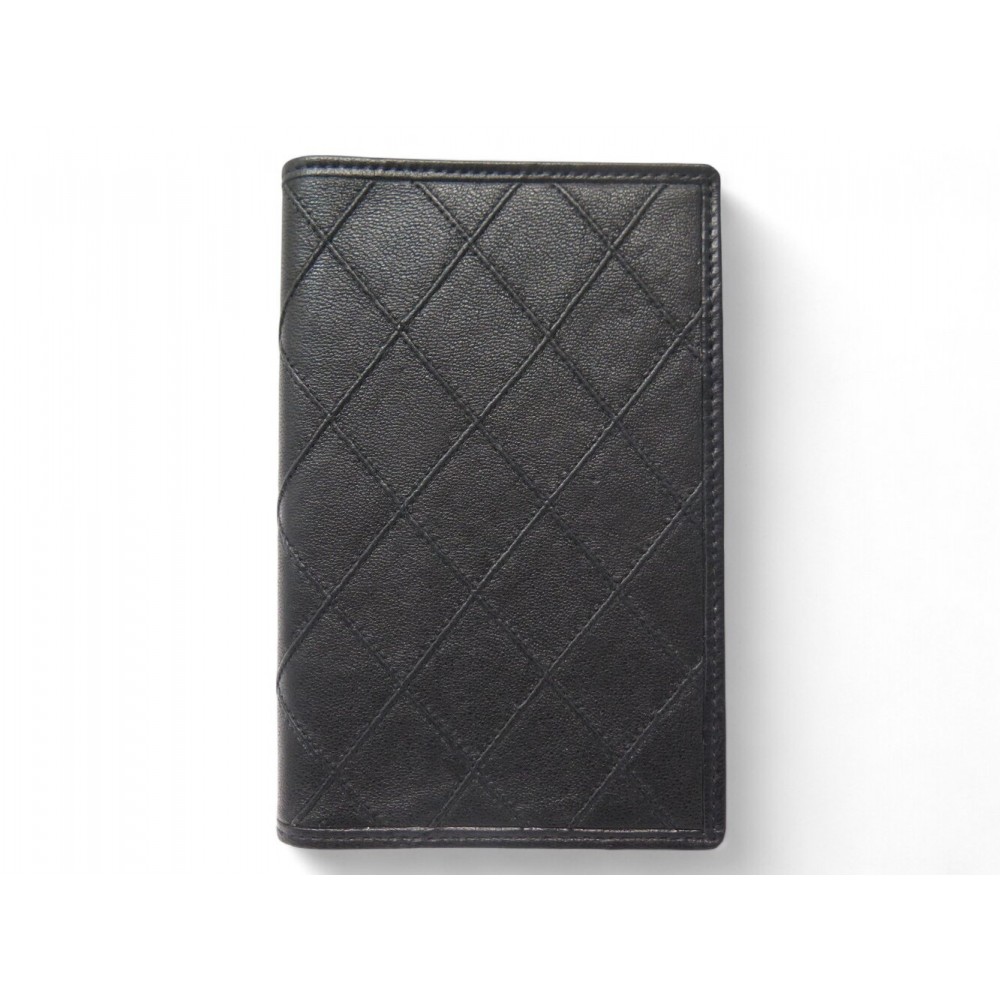 PORTE CALEPIN CHANEL ETUI PASSEPORT CUIR MATELASSE NOIR DIARY COVER WALLET 920€