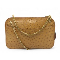 VINTAGE SAC A MAIN CHANEL CAMERA CUIR AUTRUCHE GOLD BANDOULIERE HAND BAG PURSE