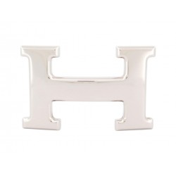 NEUF BOUCLE DE CEINTURE HERMES H EN ACIER PALLADIE POLI ARGENTE NEW BUCKLE BELT