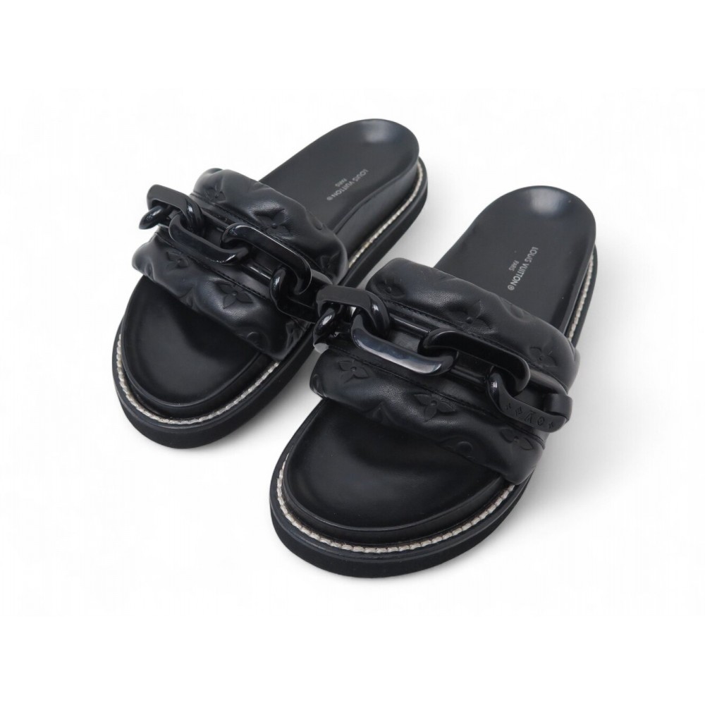 NEUF CHAUSSURES LOUIS VUITTON MULES SUNSET 36 CUIR MONOGRAM 1A9R9Q SHOES 1030€