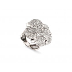BAGUE COCKTAIL CAMELIA T53 SERTIE DE 188 DIAMANTS 4.12CT OR BLANC 18K 27.5G RING