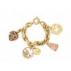 BRACELET GOURMETTE BRELOQUES COEUR ZODIAC T18 OR JAUNE 18K 90.5GR CHARMS BANGLE