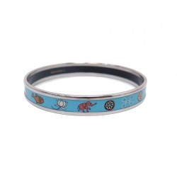BRACELET HERMES EMAIL MOTIF NARROW INDIAN SPIRIT BLEU 18.5CM ACIER BANGLE 470€