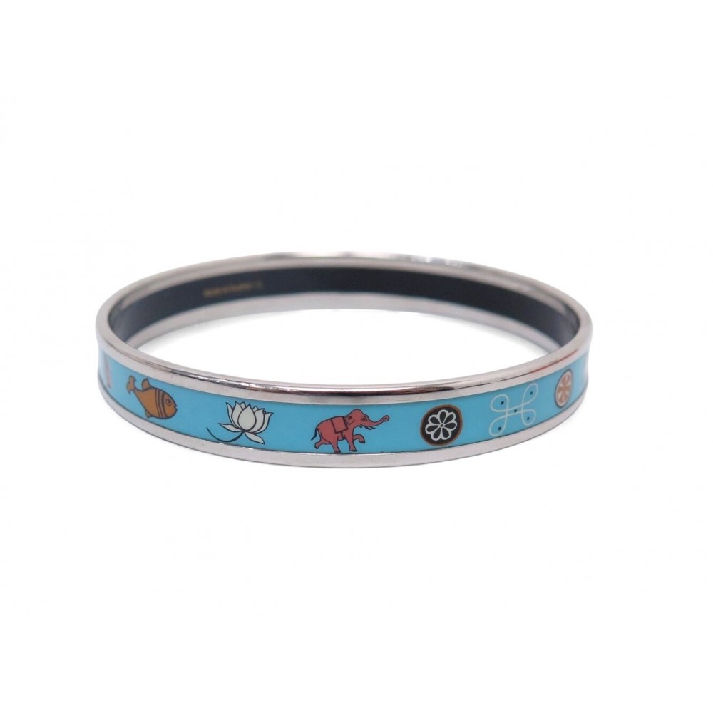 BRACELET HERMES EMAIL MOTIF NARROW INDIAN SPIRIT BLEU 18.5CM ACIER BANGLE 470€