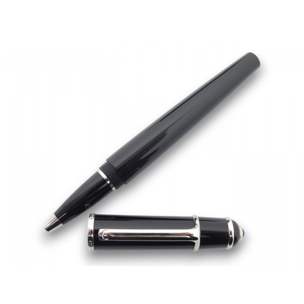 NEUF STYLO BILLE CARTIER DIABOLO ROLLERBALL EN RESINE NOIR BLACK RESIN PEN 485€
