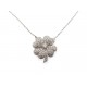 COLLIER PENDENTIF FLEUR CAMELIA OR BLANC 18K 119 DIAMANTS 1.63CT 9.3GR NECKLACE