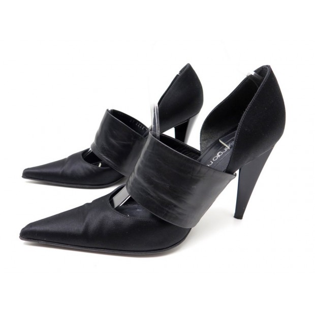 NEUF CHAUSSURES SERGIO ROSSI 39 FR 38 IT ESCARPINS SATIN NOIR BLACK PUMP 490€