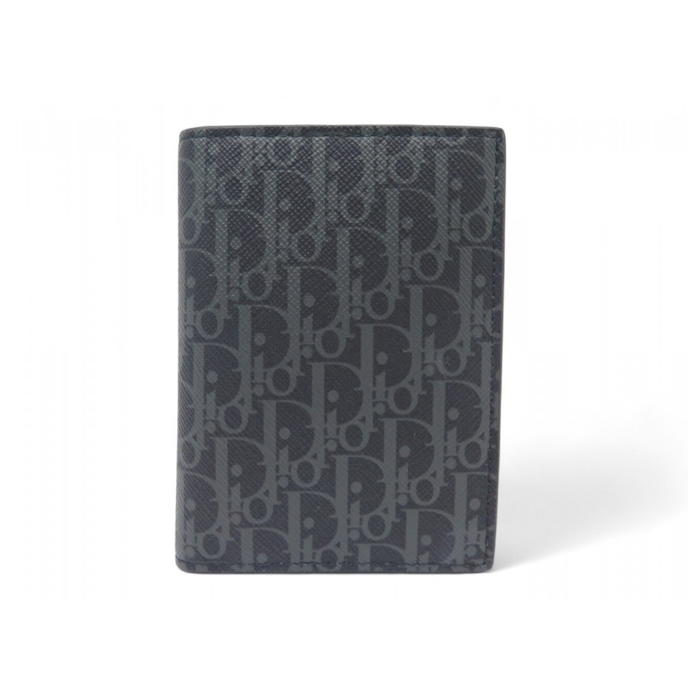 NEUF PORTEFEUILLE DIOR HOMME PORTE CARTES EN TOILE OBLIQUE GRISE BILLFOLD 450€
