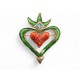 NEUF VINTAGE BROCHE CHRISTIAN LACROIX COEUR EN EMAIL VERT & ROUGE STRASS BROOCH